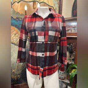 EUC Polly & Esther Red Black Buttoned Notched Collar SHIRT